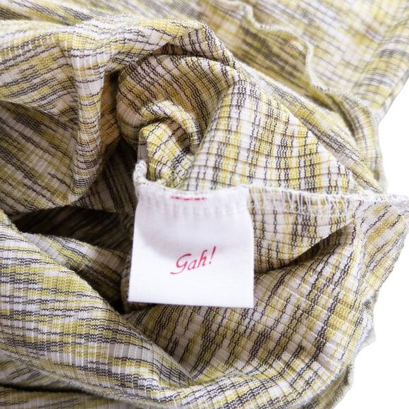 Lisa Says Gah NEW Lotta Space Dye Tie Front Long Sleeve Mini Dress Yellow Medium - Picture 7 of 9